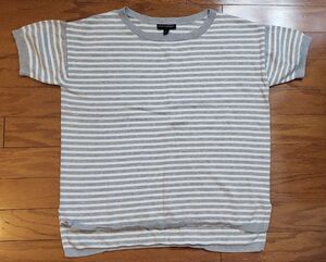 Banana Republic Short Sleeve Gray & White Striped Pullover Sweater Size Large